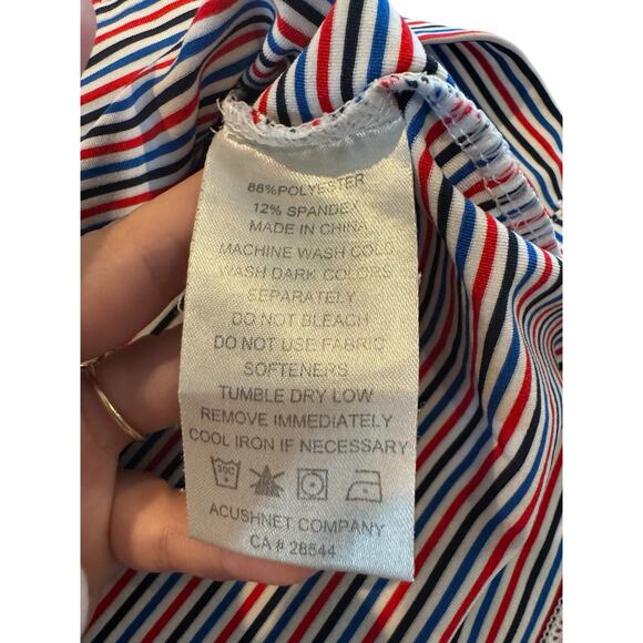 FootJoy Mens Polo Shirt L Red Blue Stripe Keene Trace Golf FJ Logo Performance - Picture 7 of 10